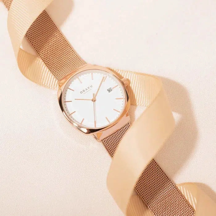 Obaku Felt Lille Rose Gold 33mm Watch - V273LDVWMV