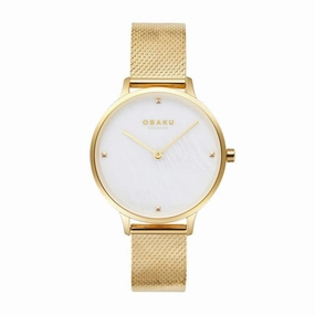 Obaku Figen Gold - MOP Dial Stainless Steel Ladies Watch V295LXGWHG