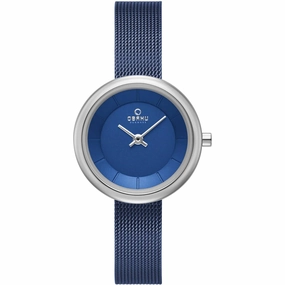 Obaku Women's Watch - Stille Arctic Blue Dial Plated Steel Bracelet | V146LXCLML