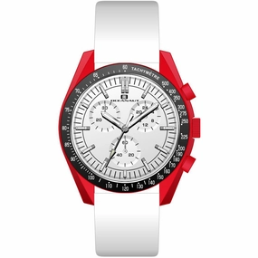 Oceanaut Men's Watch - Orbit Quartz Red Case White Dial Leather Strap | OC7588