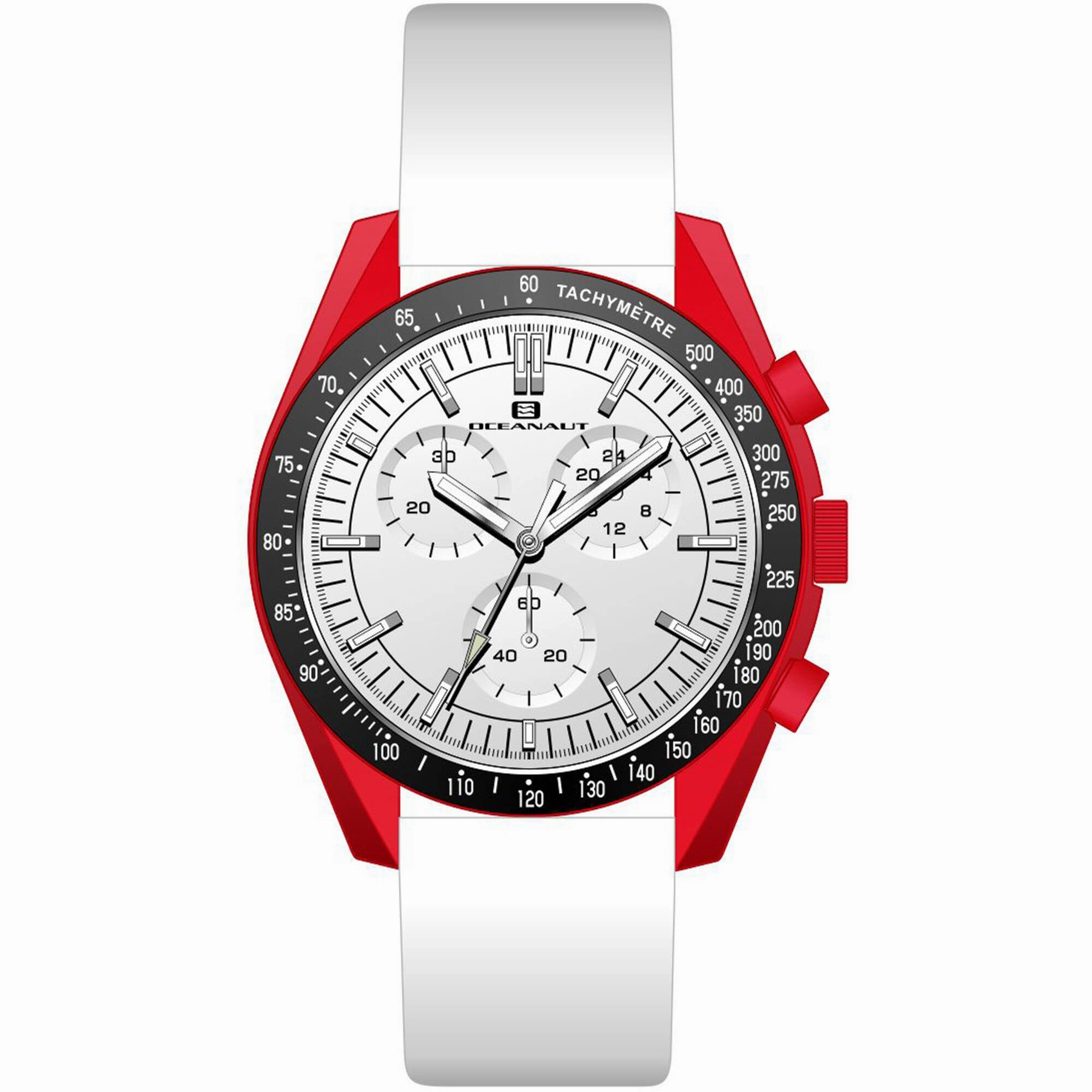 Oceanaut Men's Watch - Orbit Quartz Red Case White Dial Leather Strap | OC7588