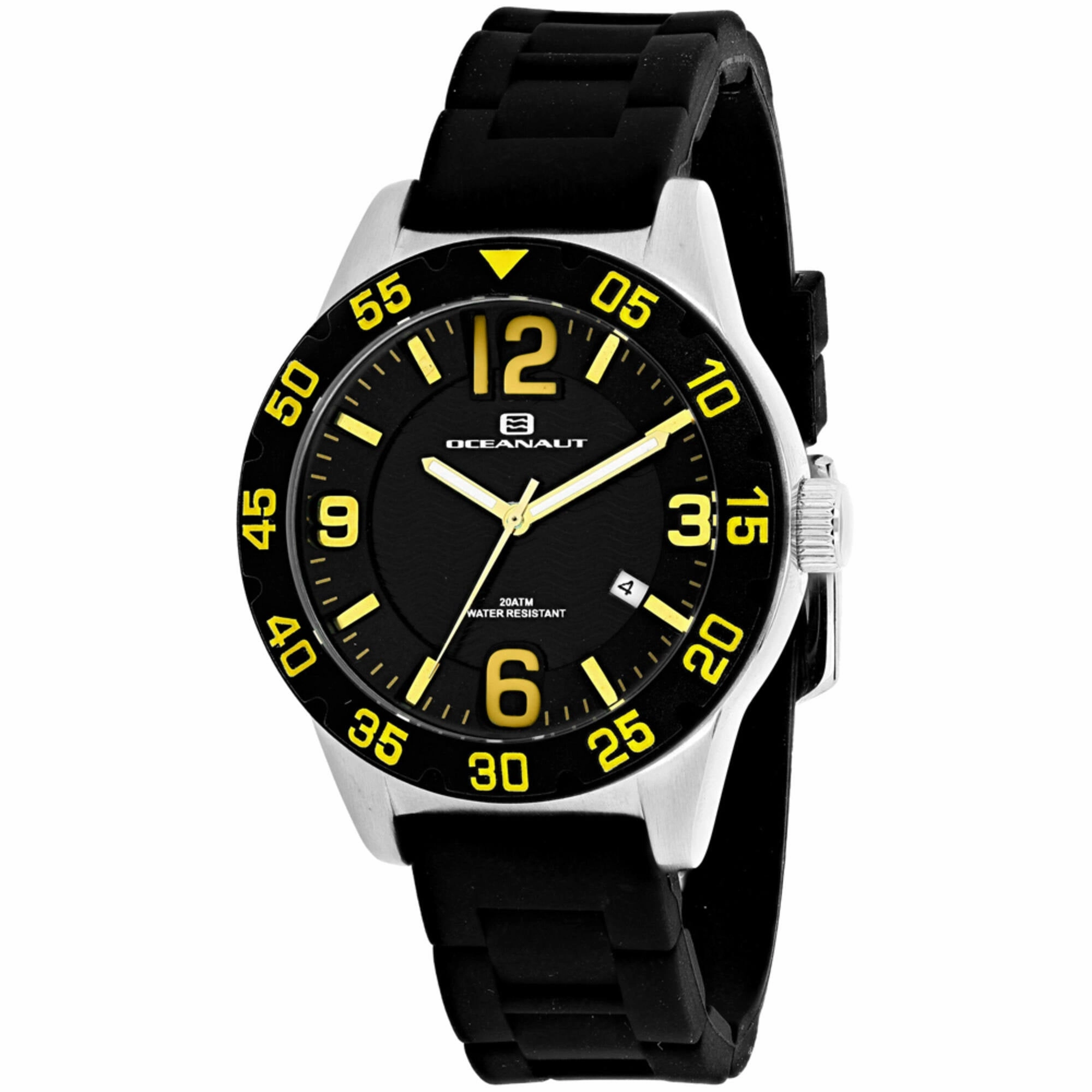 Oceanaut Women's Watch - Aqua One Silver Tone Case Black Dial Rubber Strap | OC2810