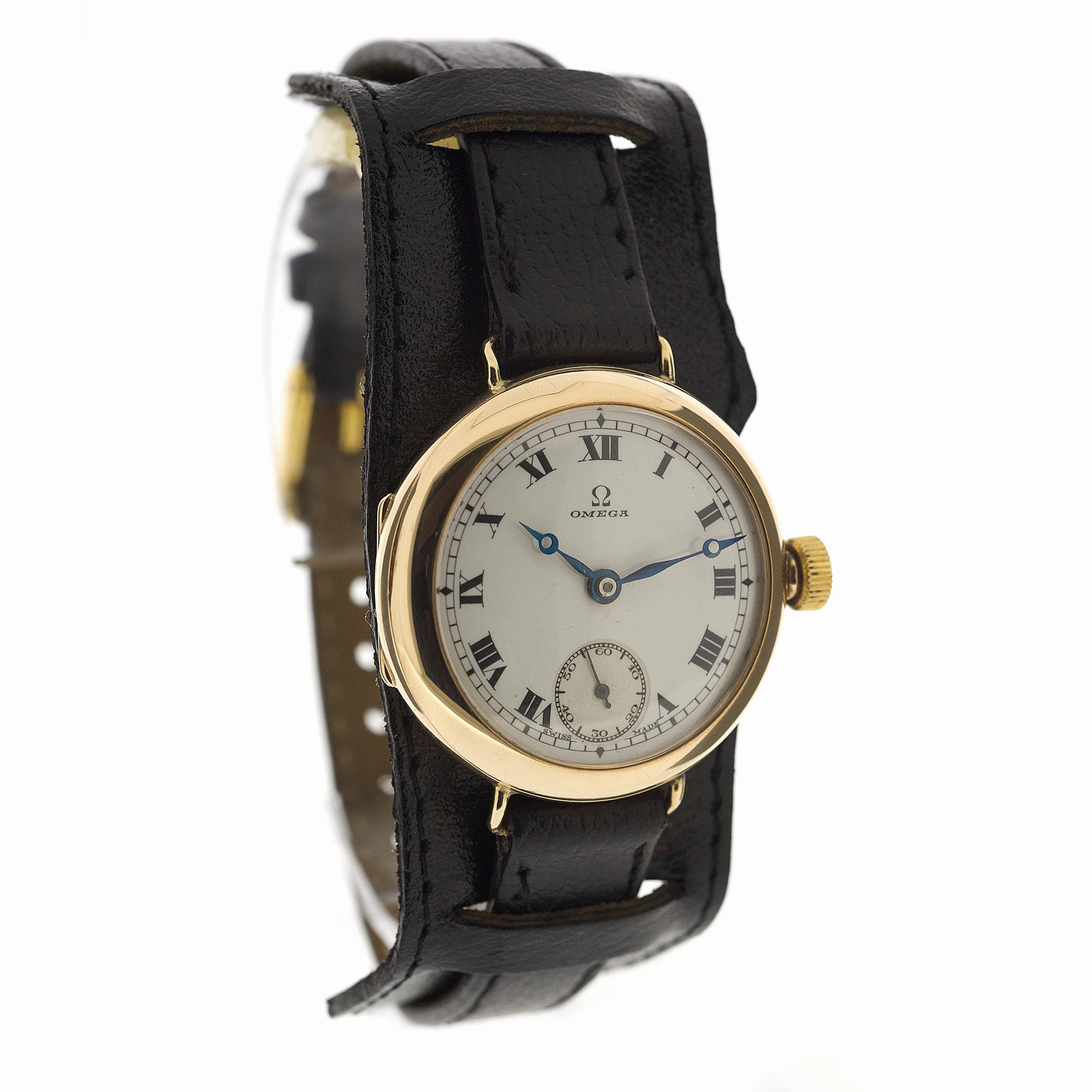 Omega 9ct Gold trench watch sold
