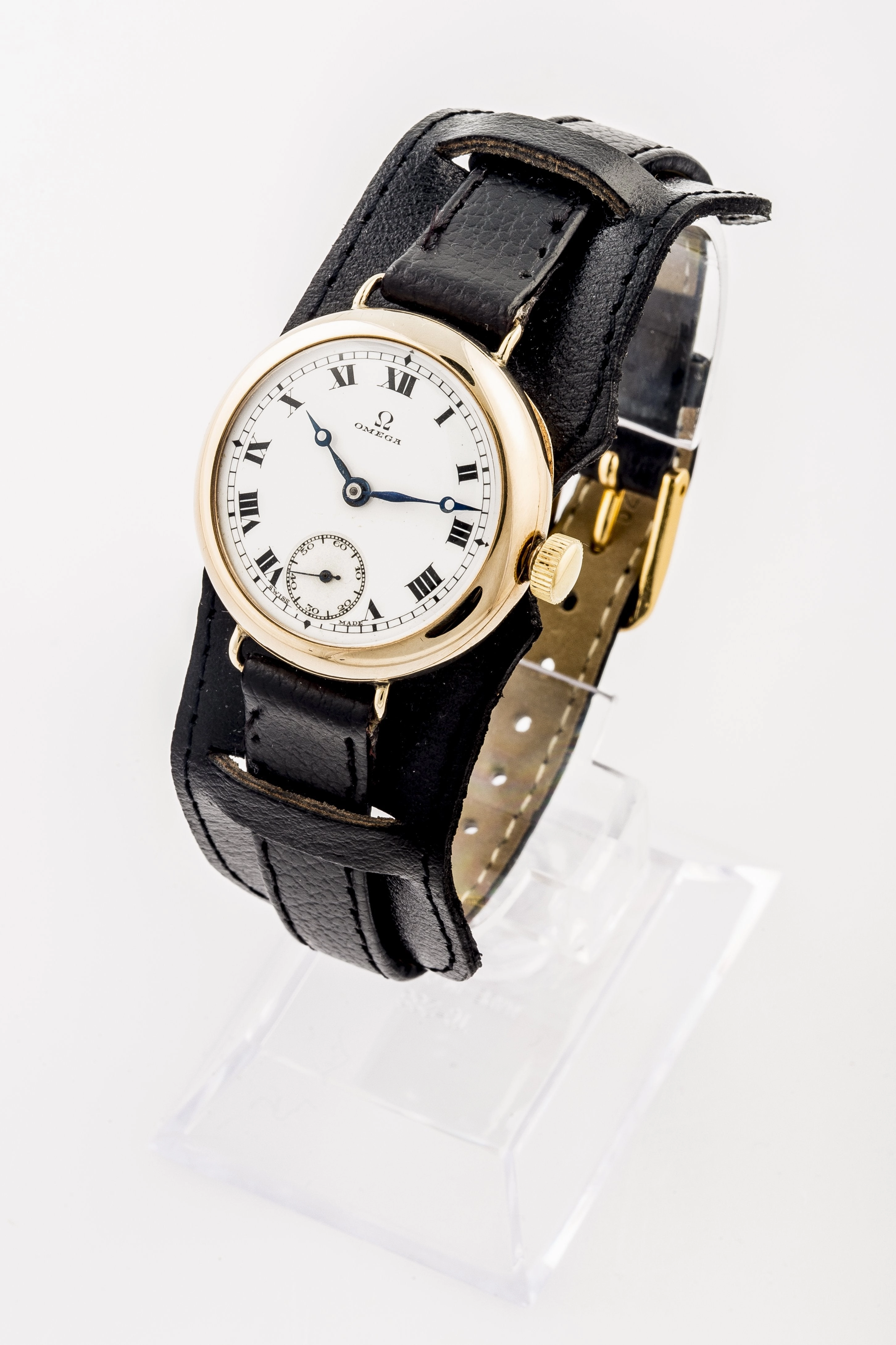 Omega 9ct Gold trench watch sold