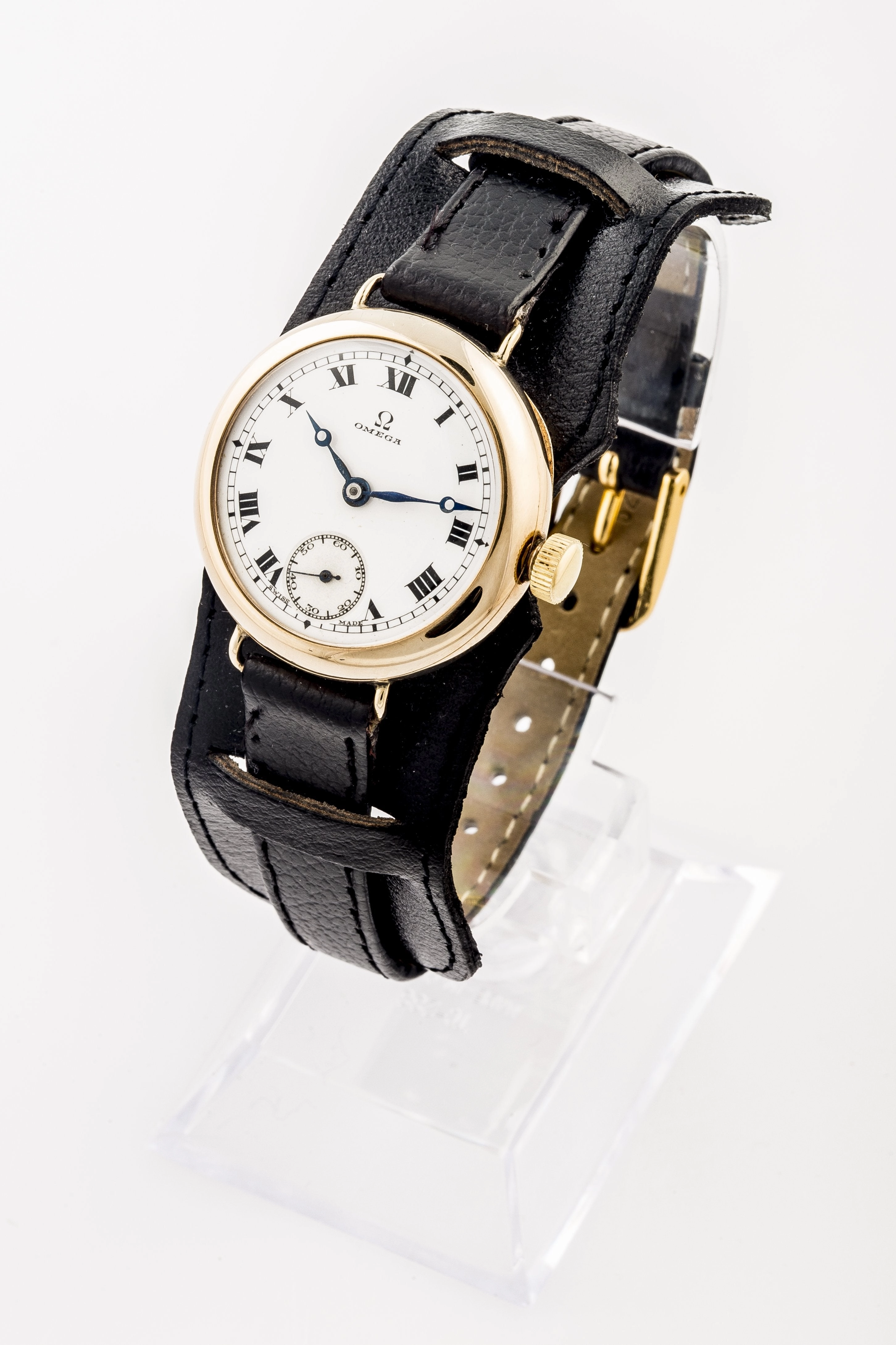 Omega 9ct Gold trench watch sold