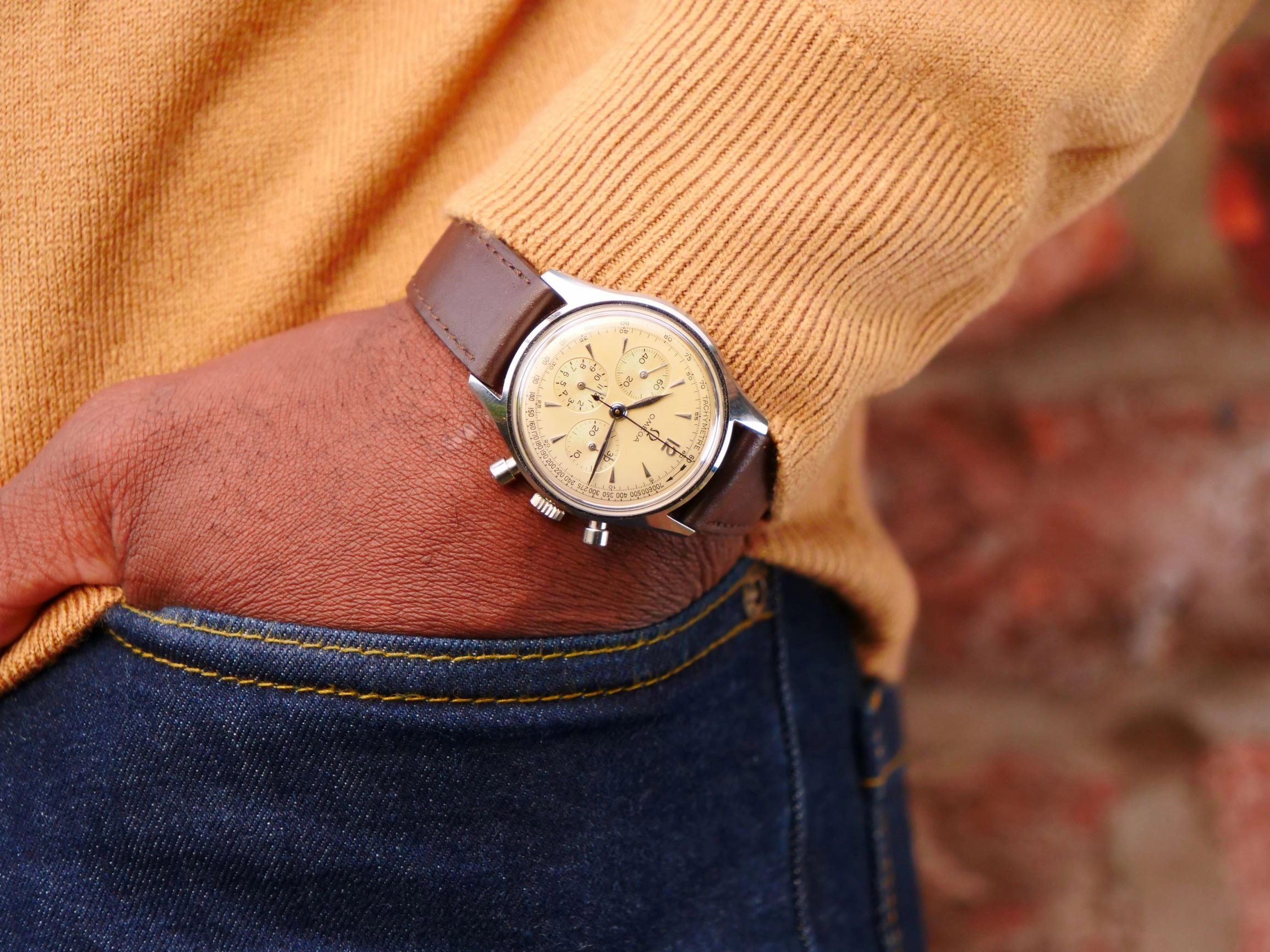 Omega chronograph Ref 2451 with extract from the archives