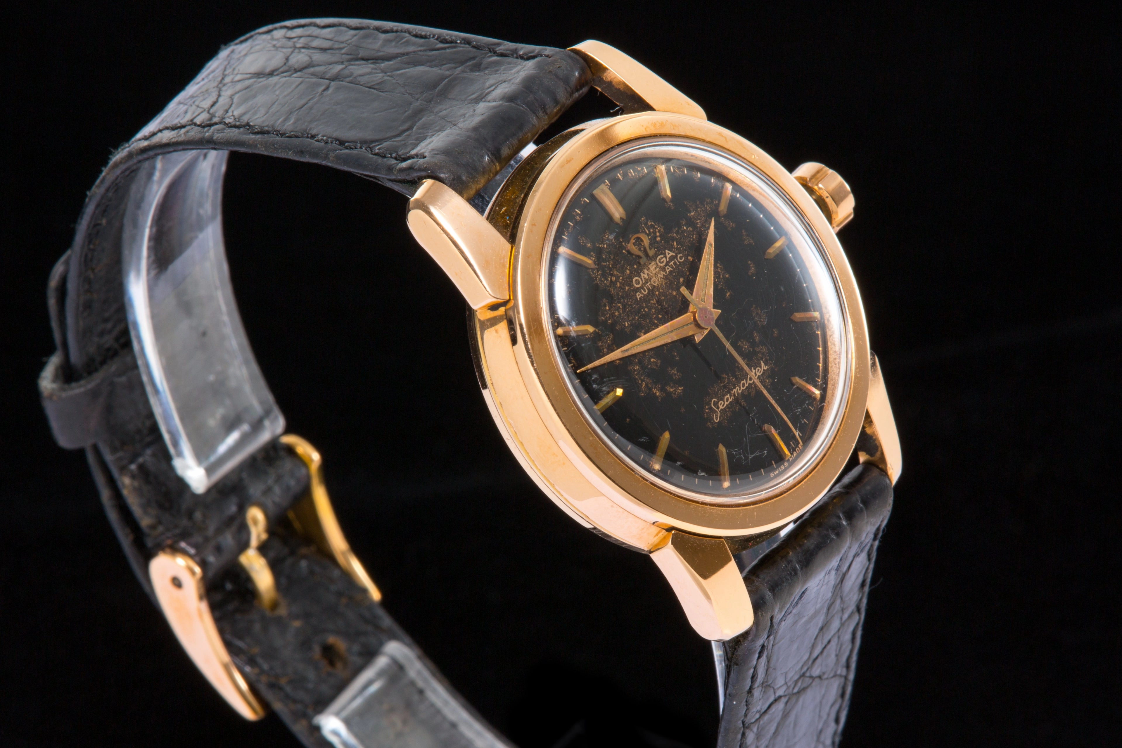 Omega Seamaster Rose gold with black gilt starburst dial