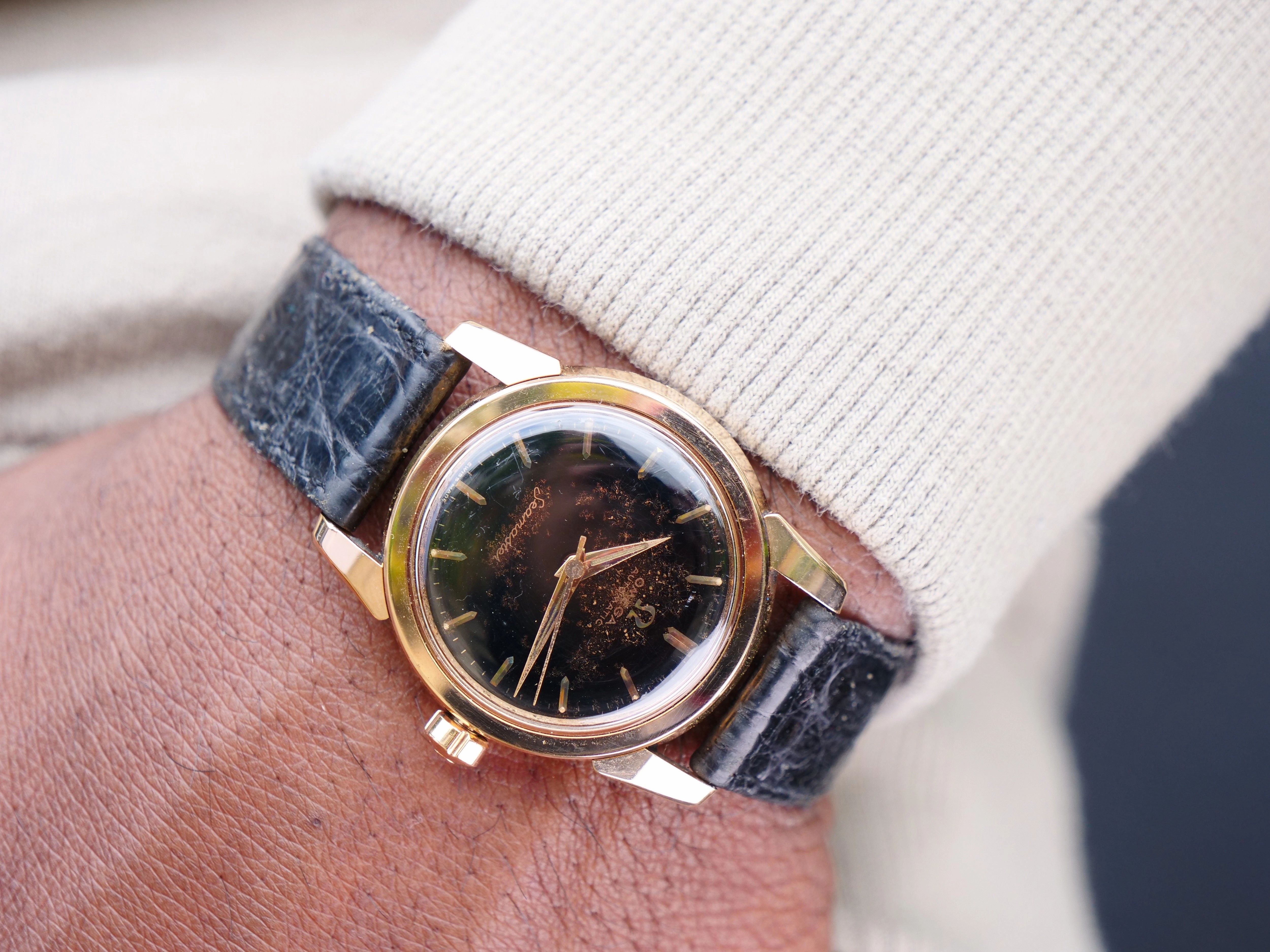 Omega Seamaster Rose gold with black gilt starburst dial