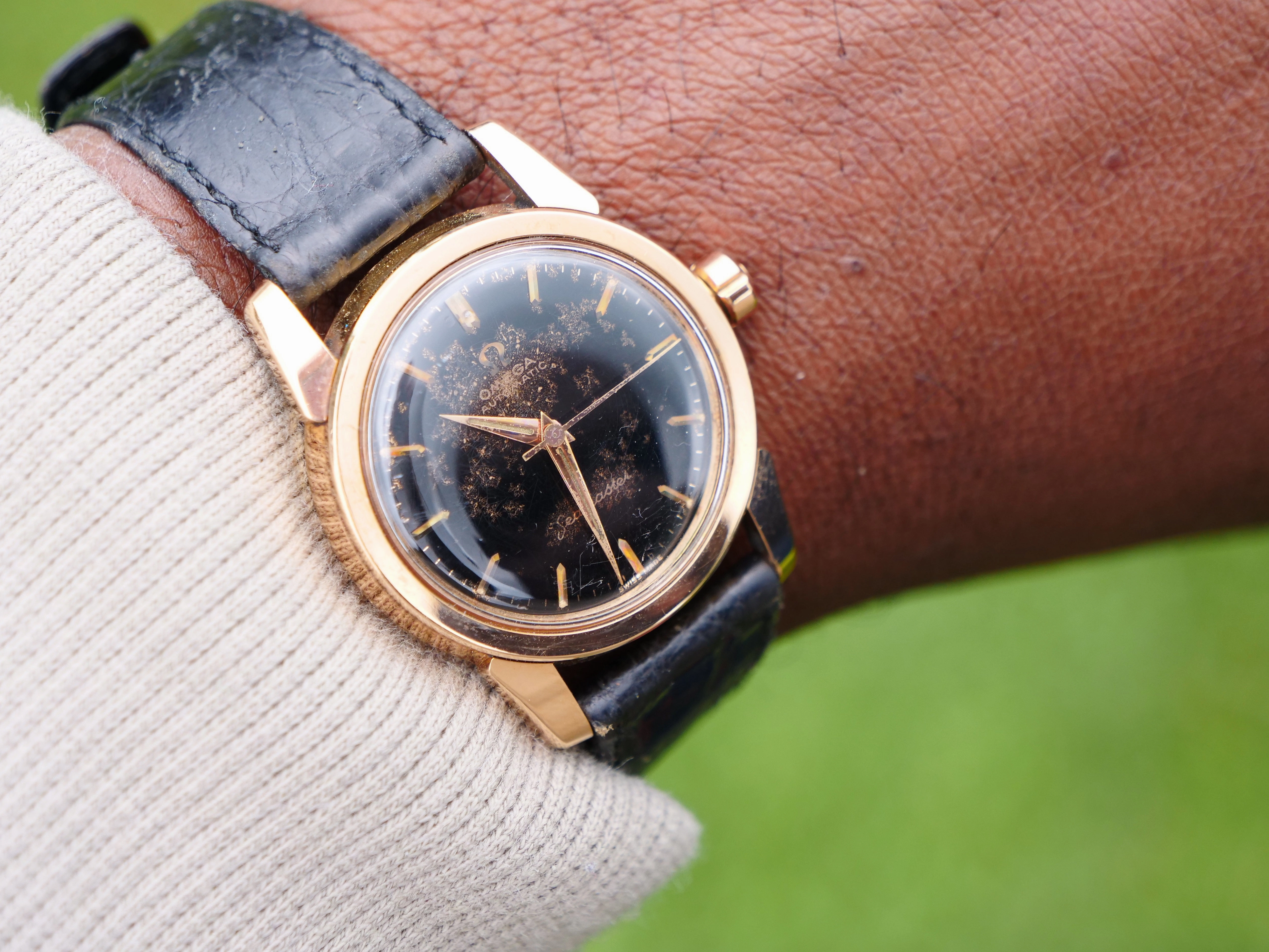 Omega Seamaster Rose gold with black gilt starburst dial