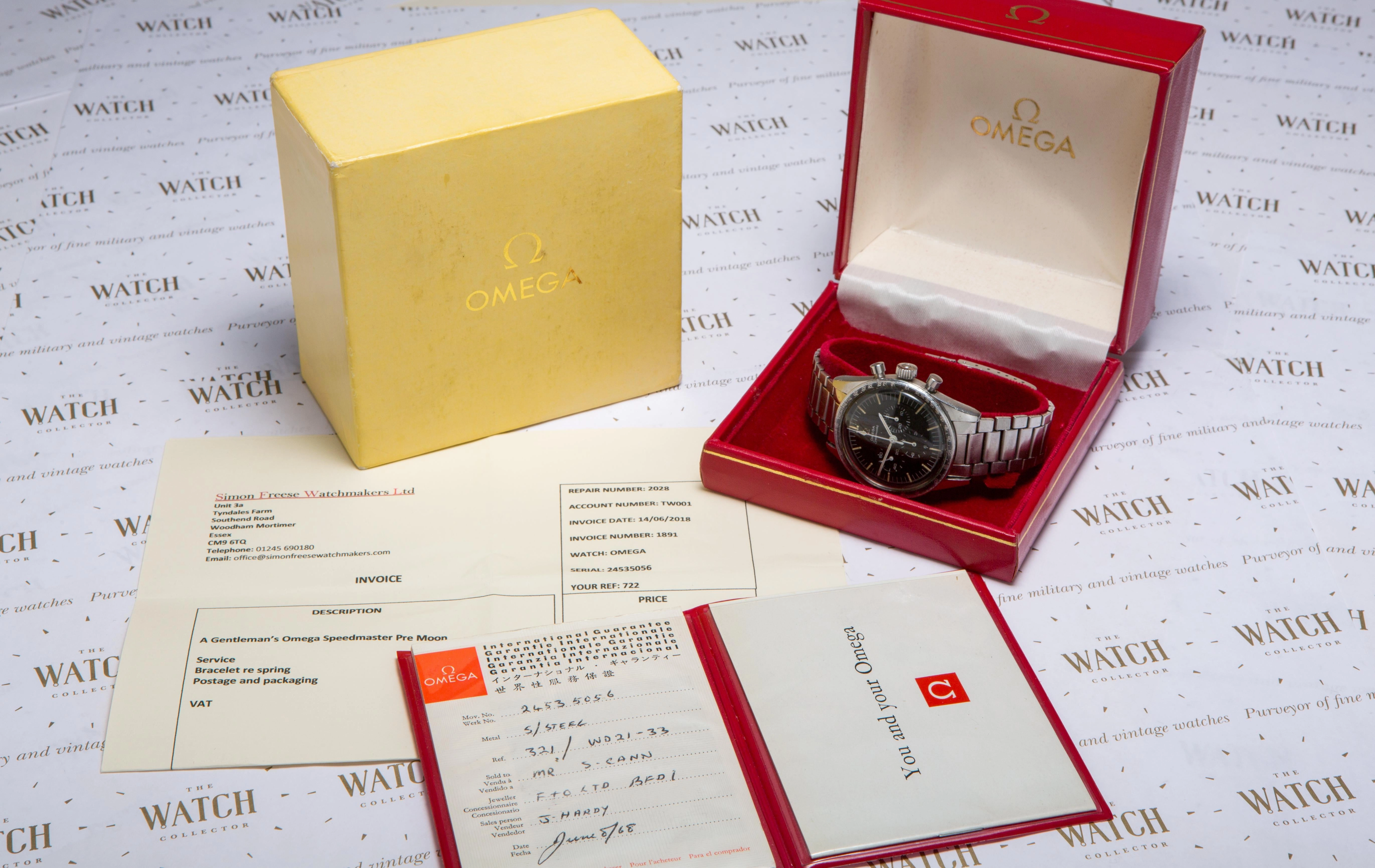 Omega Speedmaster 103 005.65 papers dated  1968 SOLD