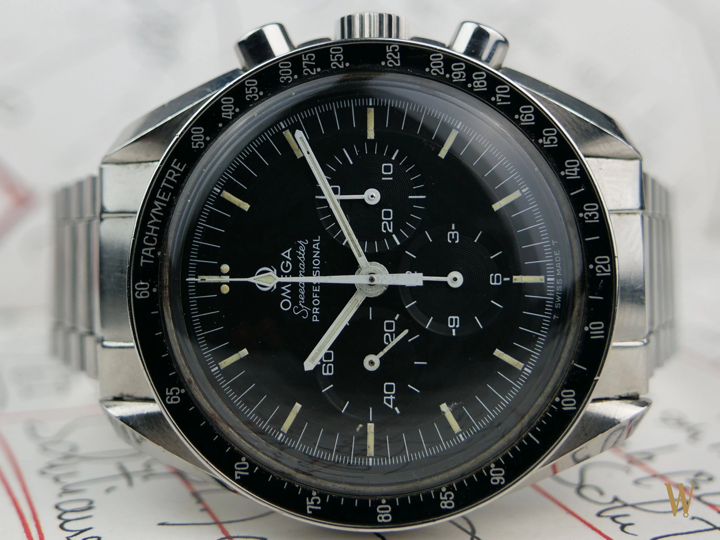 Omega Speedmaster Straight Writing with Box and Papers.