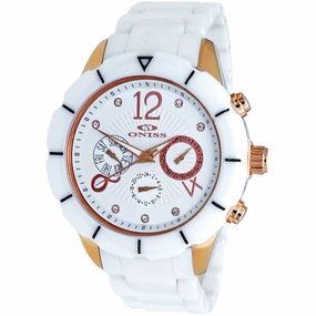 Oniss Men's Watch - ARUBA Quartz Rose Gold Case White Dial Ceramic Bracelet | ON7200