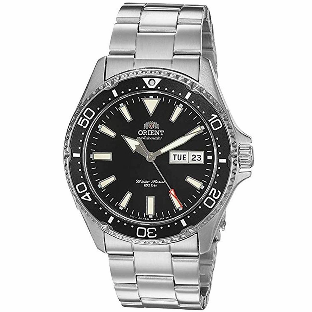 Orient Men's Automatic Watch - Kamasu Black Dial Silver Bracelet | RA-AA0001B19A/B