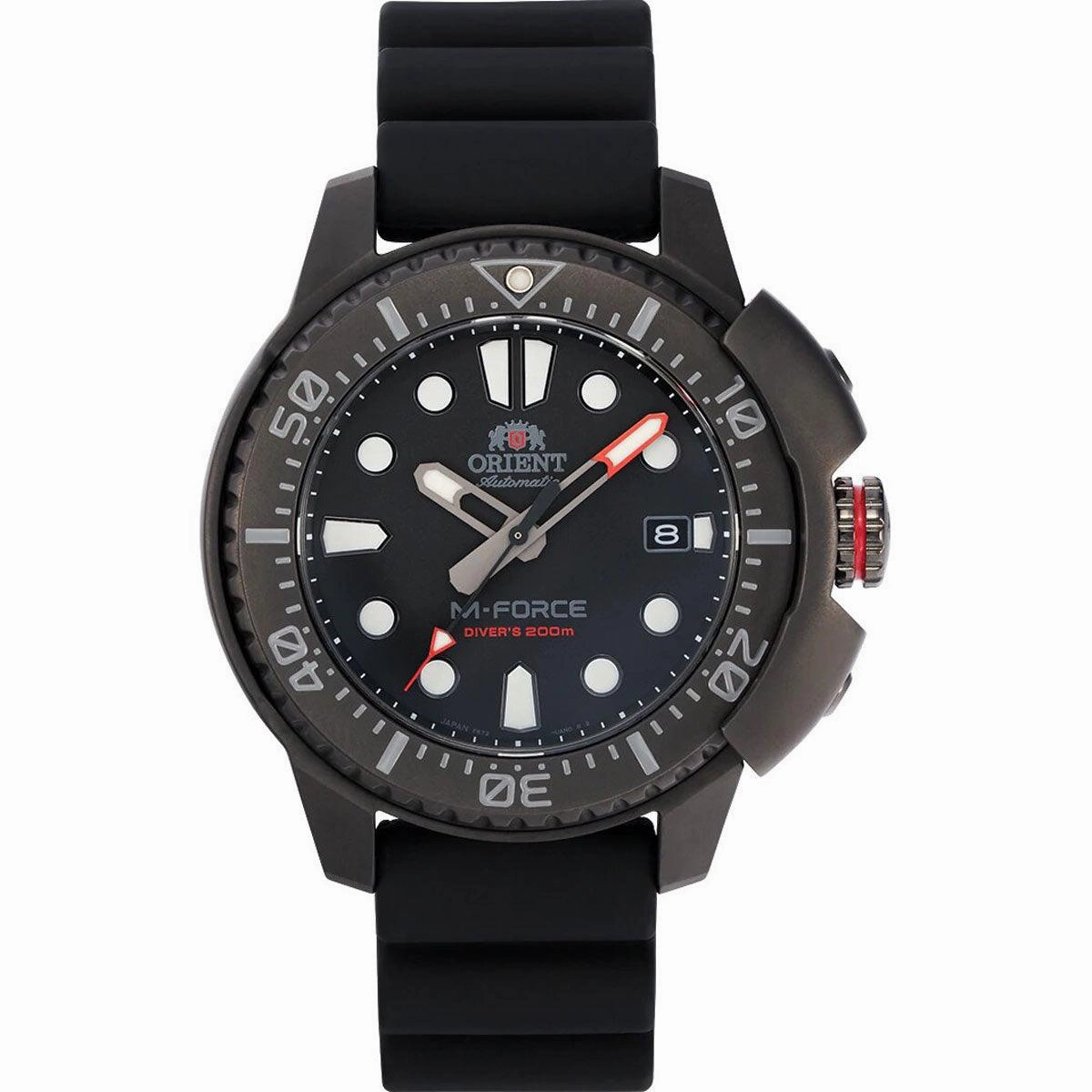Orient Men's Automatic Watch - M-Force Dive Black Dial Rubber Strap | RA-AC0L03B00B