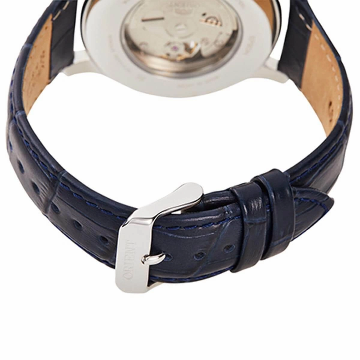 Orient Men's Quartz Watch - Bambino Blue Open Heart Dial Leather Strap | RA-AG0015L00C