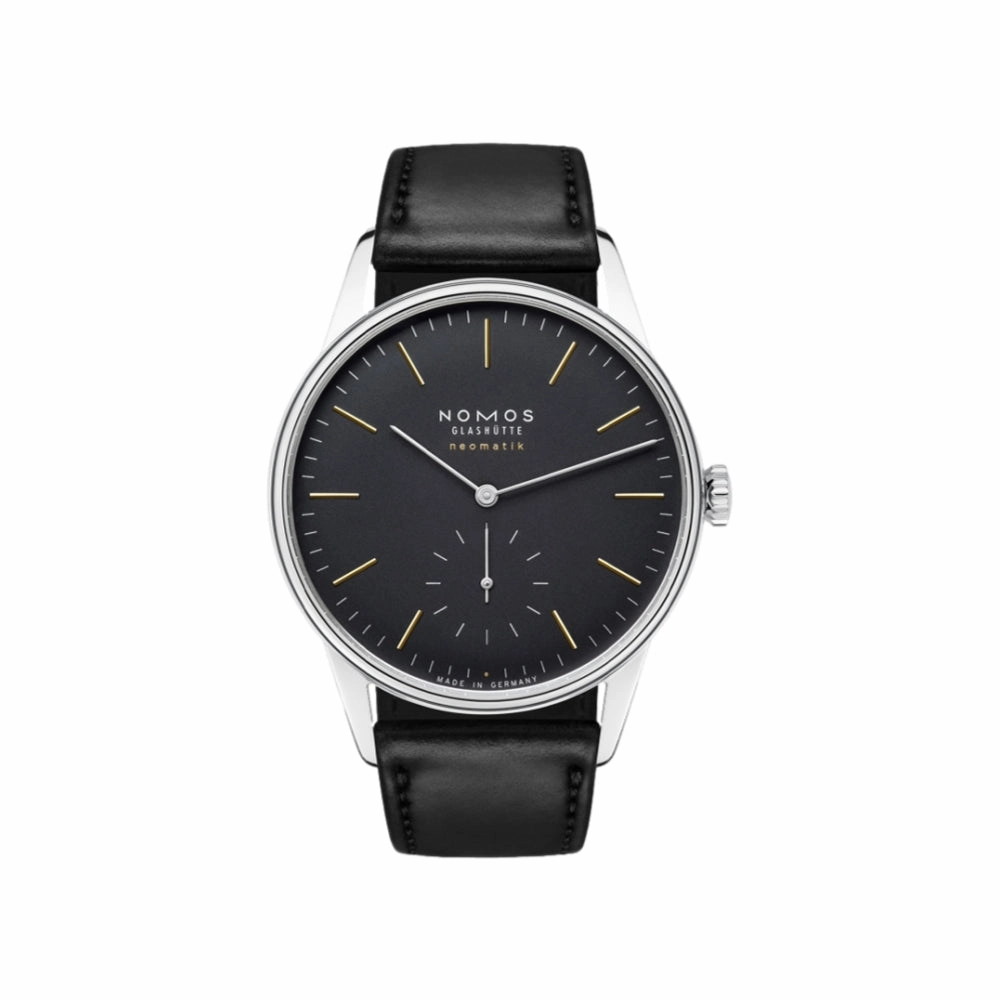 Orion Neomatik Sapphire Back 36mm - Black on Leather Strap