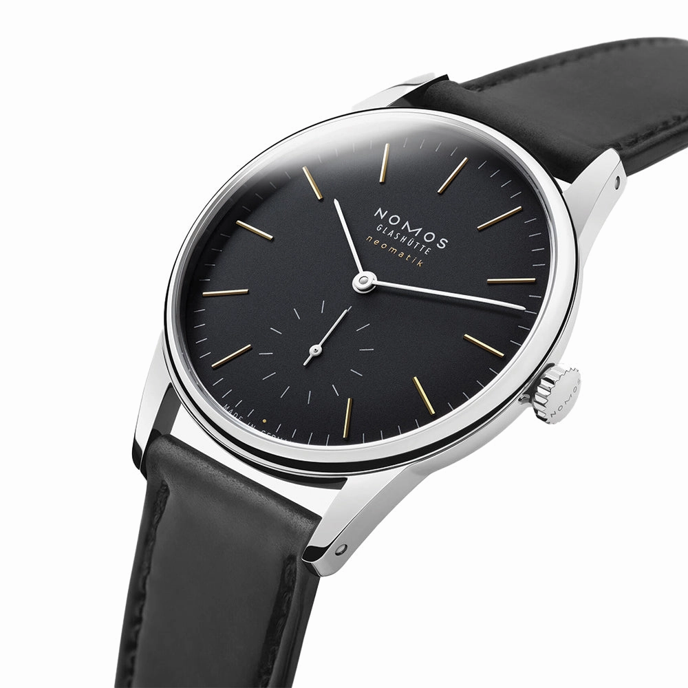 Orion Neomatik Sapphire Back 36mm - Black on Leather Strap