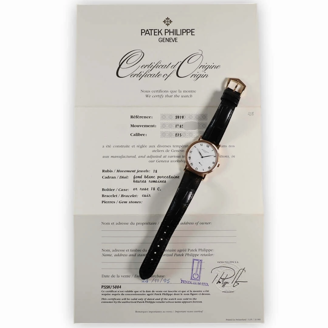 Patek Philippe Calatrava 3919, 1995, Full Set