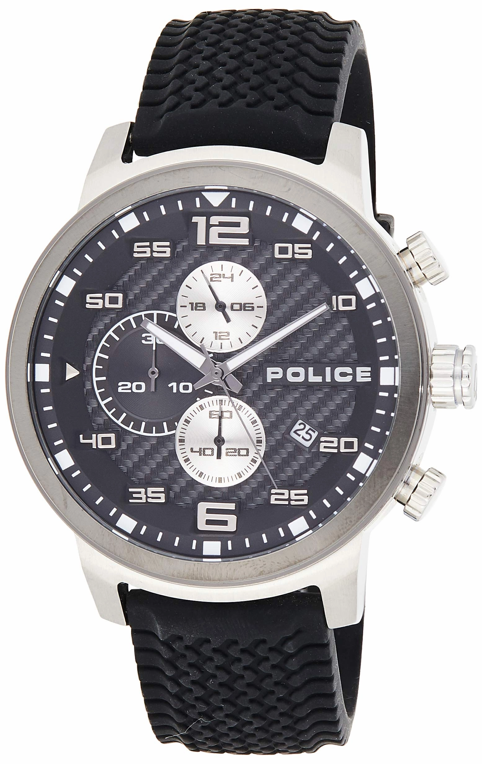 Police Bromo Black & Silver Silicone Watch PL.15657JSTU/02P