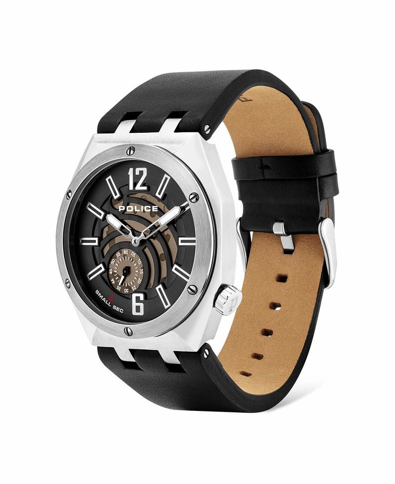 Police Gobustan Black Leather Watch PL.16010JSTU/02