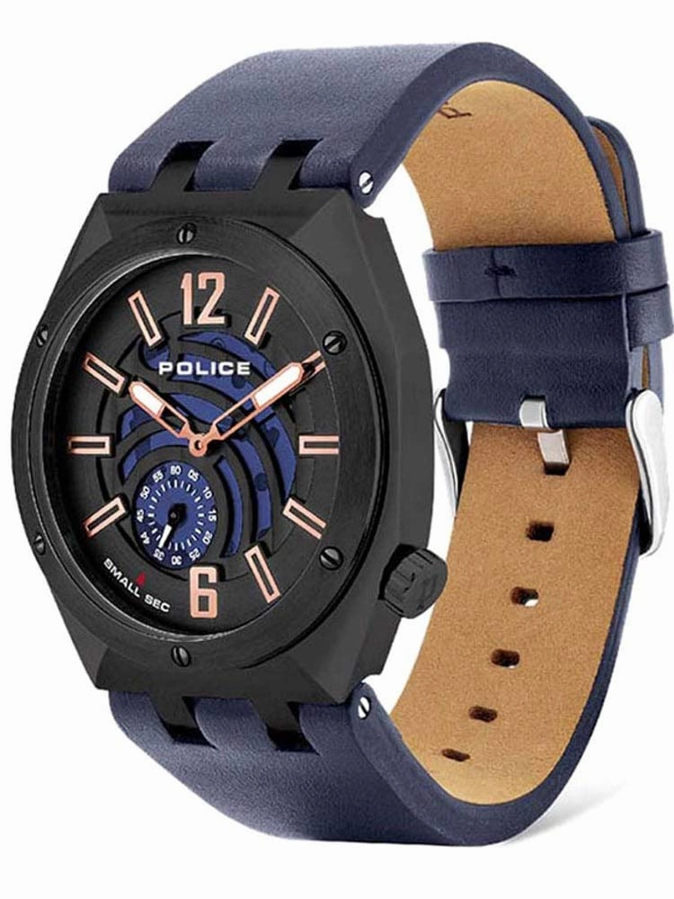 Police Gobustan Blue Leather Watch PL.16010JSU/03