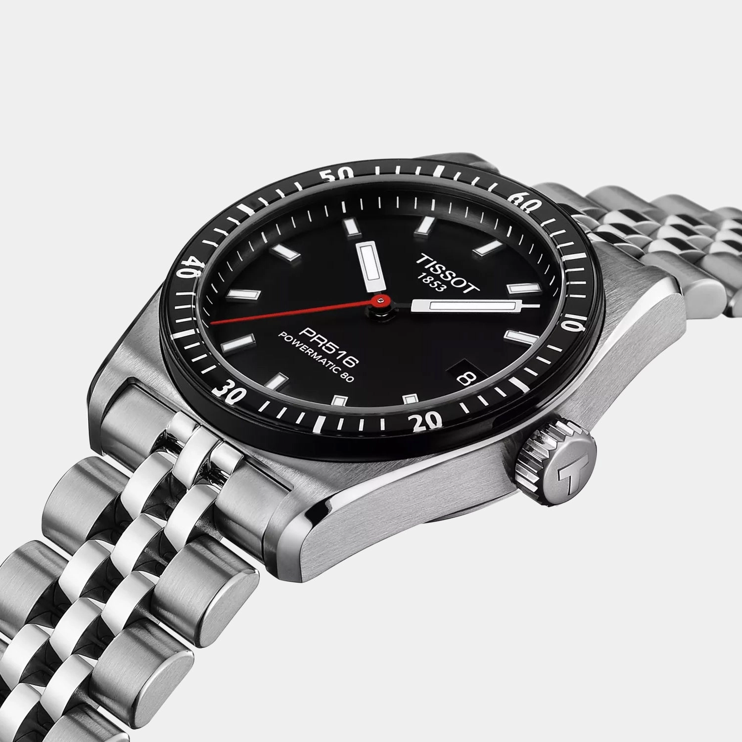 PR516 Powermatic 80 Men Automatic Black Dial Analog Stainless Steel Watch T1494071105100