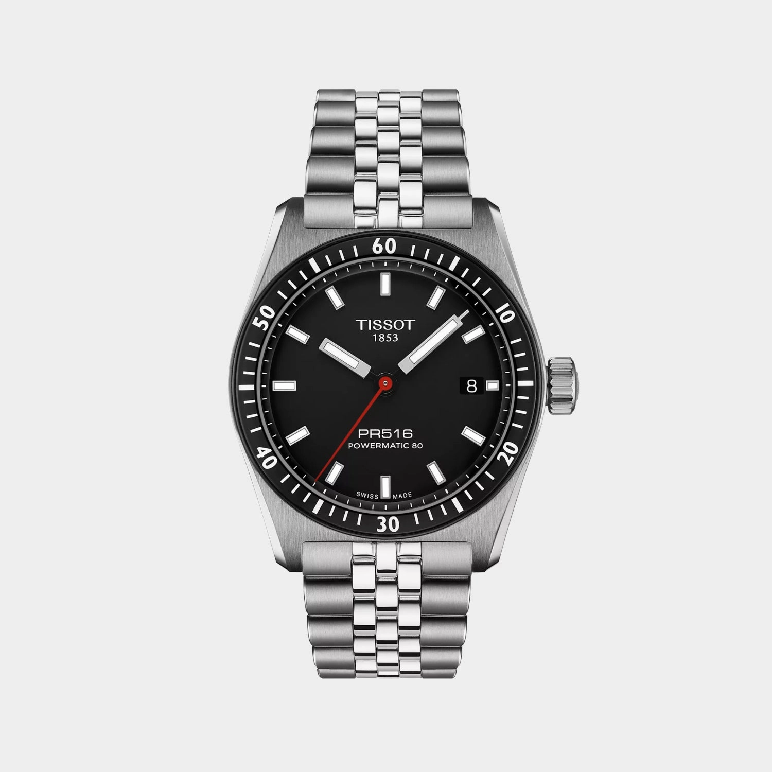 PR516 Powermatic 80 Men Automatic Black Dial Analog Stainless Steel Watch T1494071105100