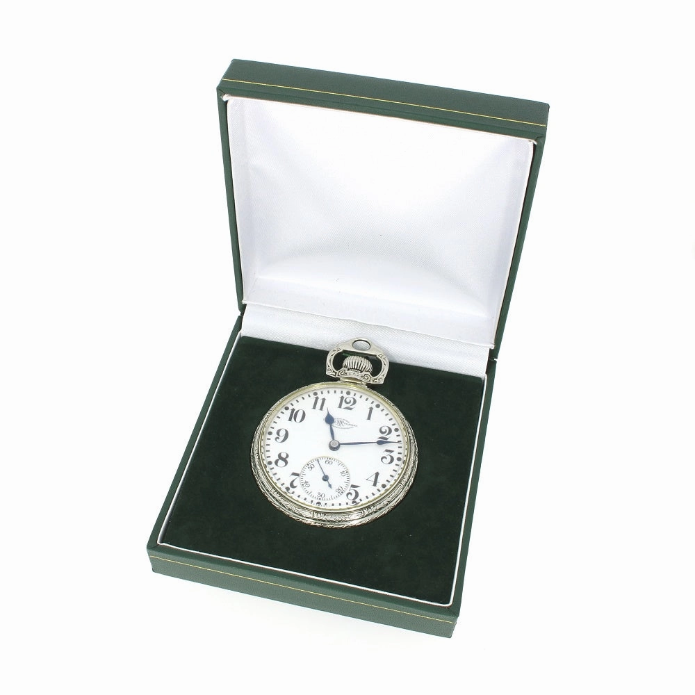Pre Owned Ball Watch Co Cleveland Official RR Railroad 14ct White Gold Filled Pocket Watch RW0628