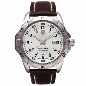 Protek Unisex Quartz Watch - Dive Series Rotating Bezel Brown Leather Strap | 2005