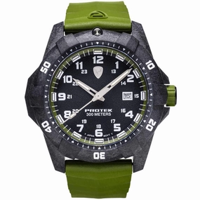 Protek Unisex Quartz Watch - Dive Series Rotating Bezel Green Rubber Strap | 1005G
