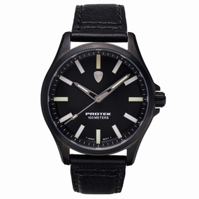 Protek Unisex Watch - Field Series Japanese Quartz Genuine Black Leather Strap | 3002