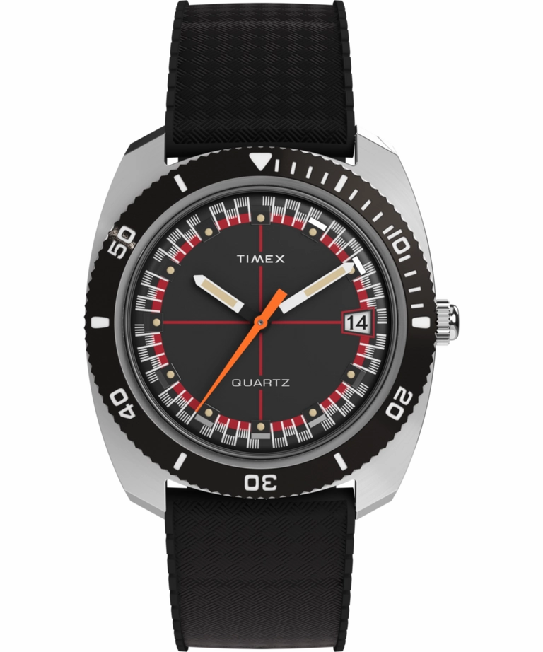Q Timex Reissue 1971 Velocity Rubber Strap Watch TW2W22400