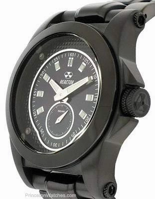 Reactor Mens Black Helium Watch - Black Nitride Plated - Black Mother of Pearl