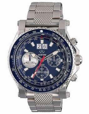 Reactor Mens Valkyrie Flight Chronograph - Blue Dial - Steel Case and Bracelet