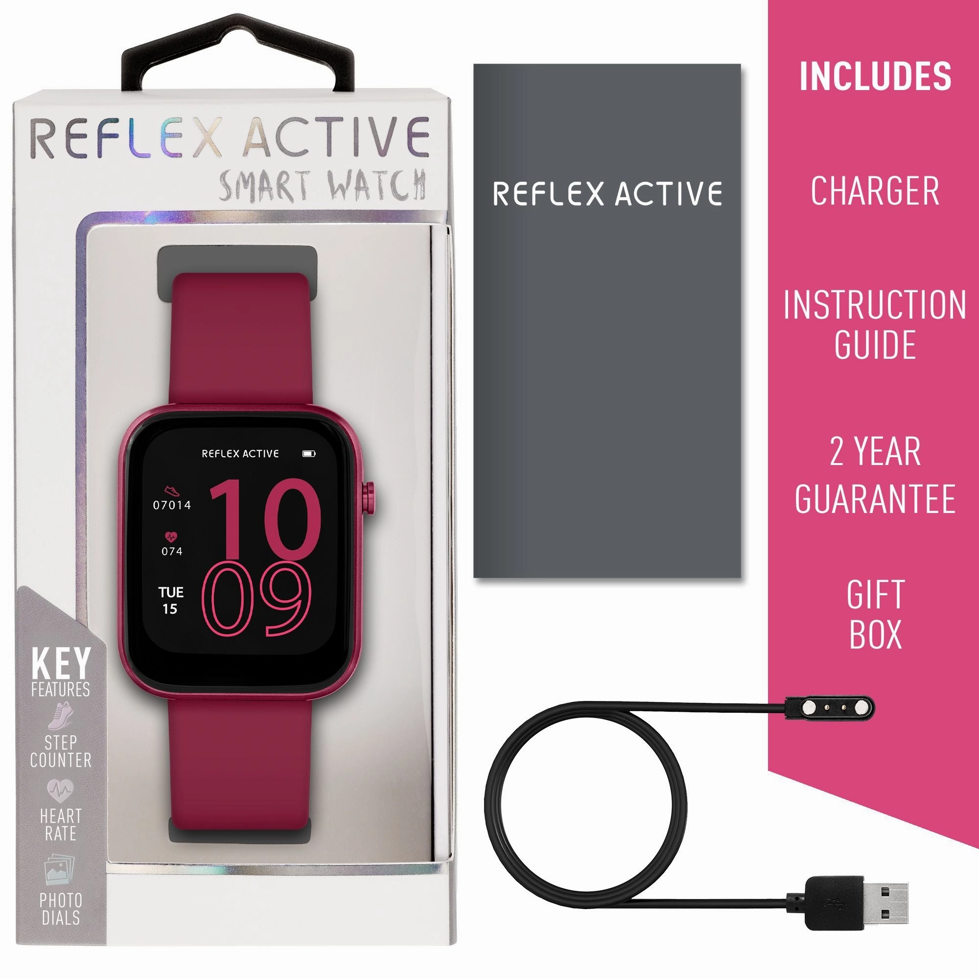 Reflex Active Series 12 Berry Silicone Smartwatch RA12-2158