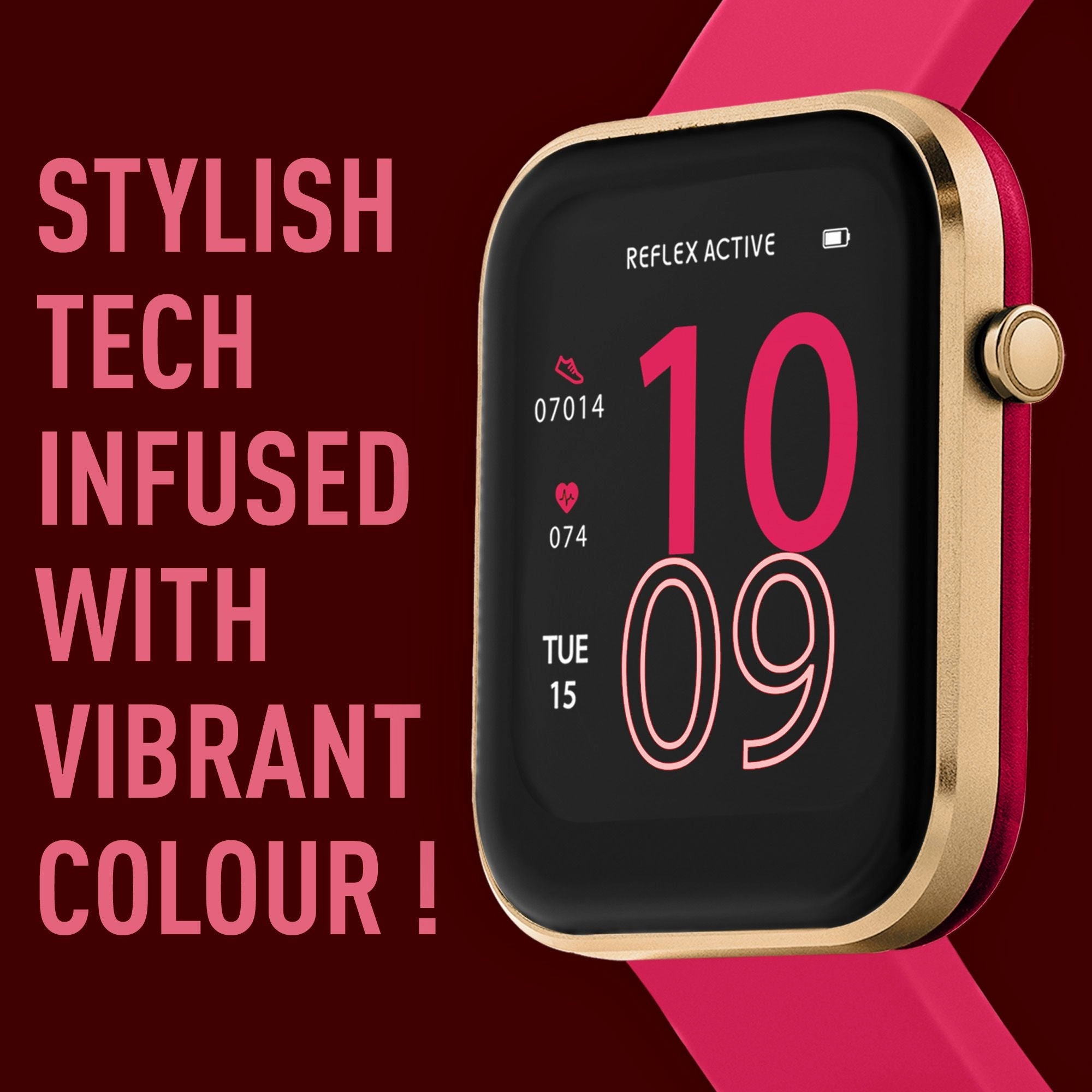 Reflex Active Series 12 Rose Gold/ Pink Silicone Smartwatch RA12-2152