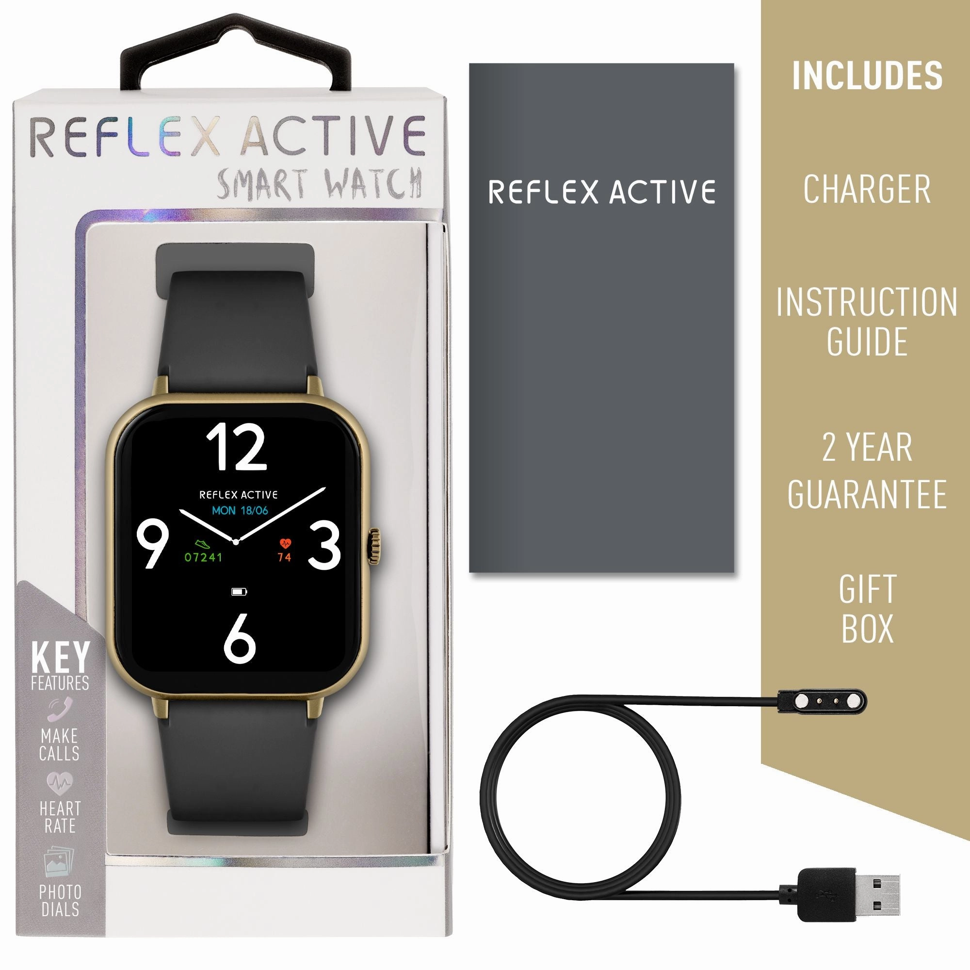 Reflex Active Series 23 Gold Case & Black Silicon Strap Watch RA23-2168