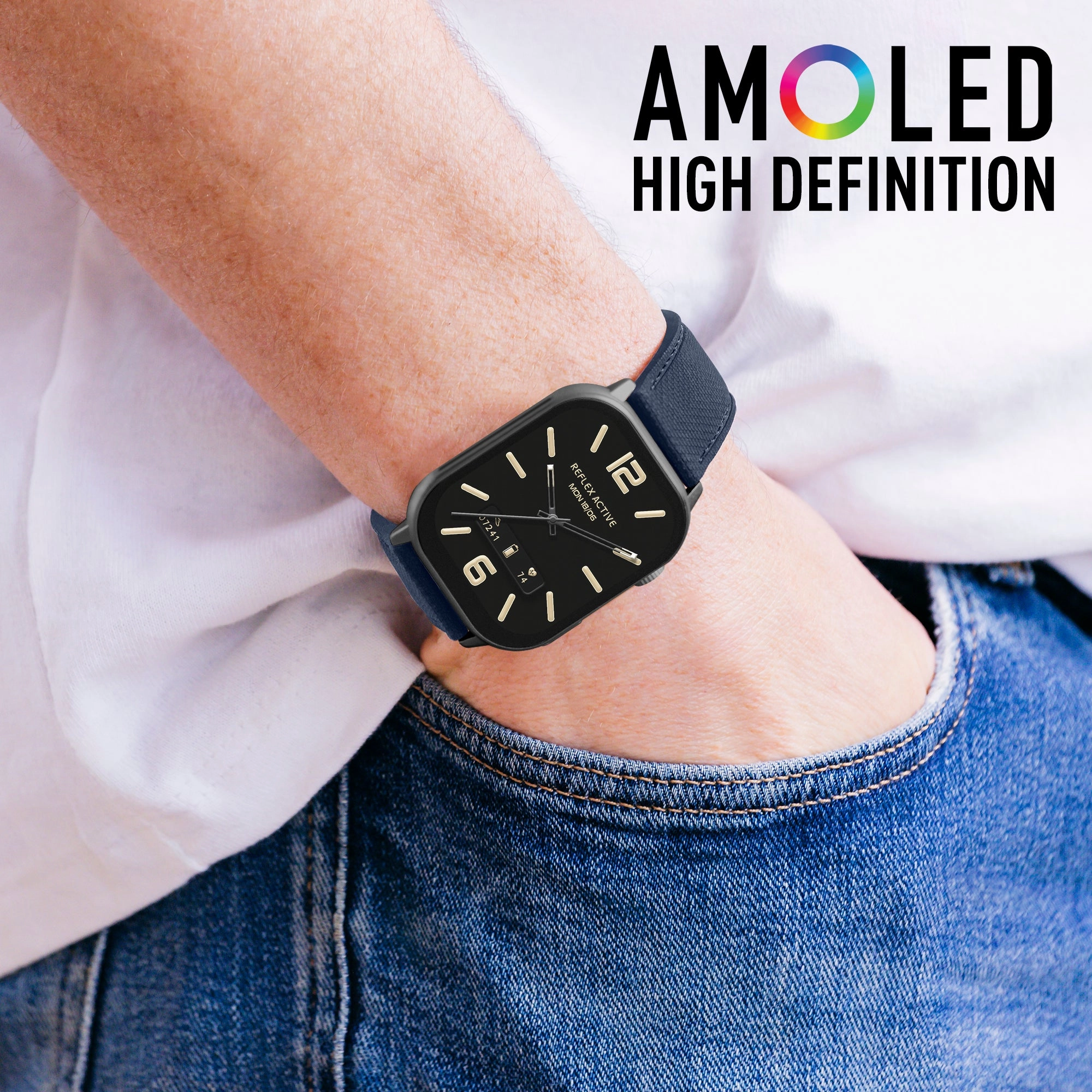 Reflex Active Series 29 Amoled XL Ti-coloured Case & Navy Silicone Strap RA29-2182