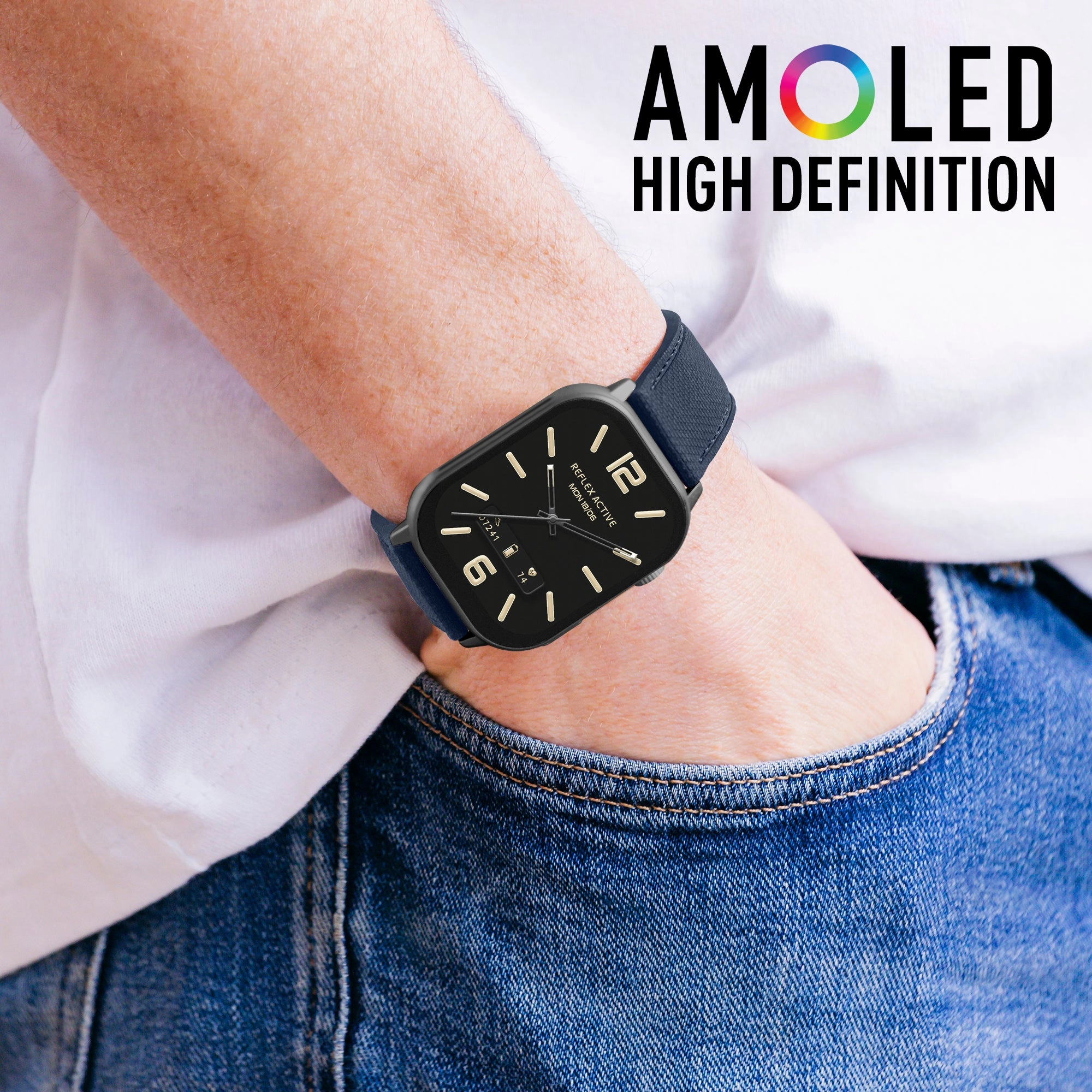 Reflex Active Series 29 Amoled XL Ti-coloured Case & Navy Silicone Strap RA29-2182