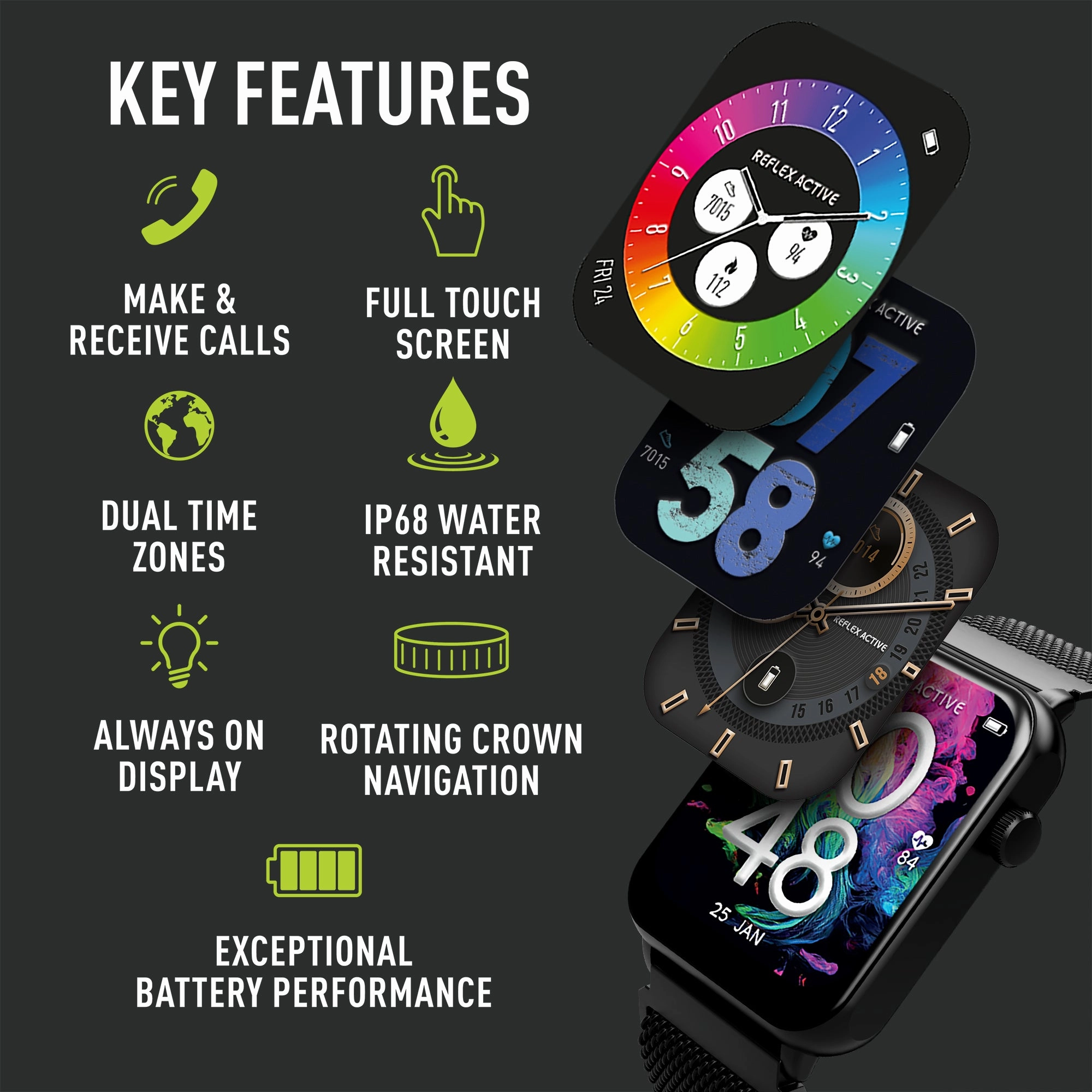Reflex Active Series 30 Amoled Black Case & Black Mesh RA30-4088