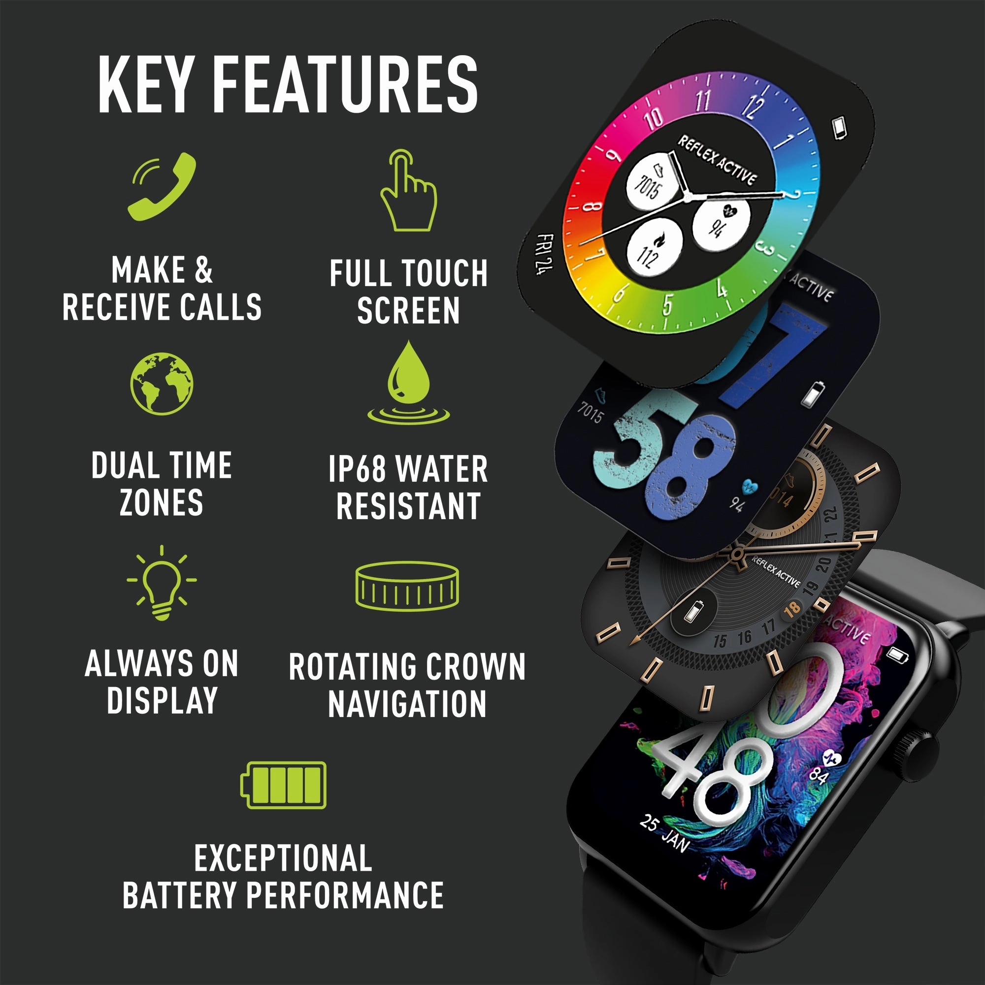Reflex Active Series 30 Amoled Black Case & Black Silicon Strap RA30-2186