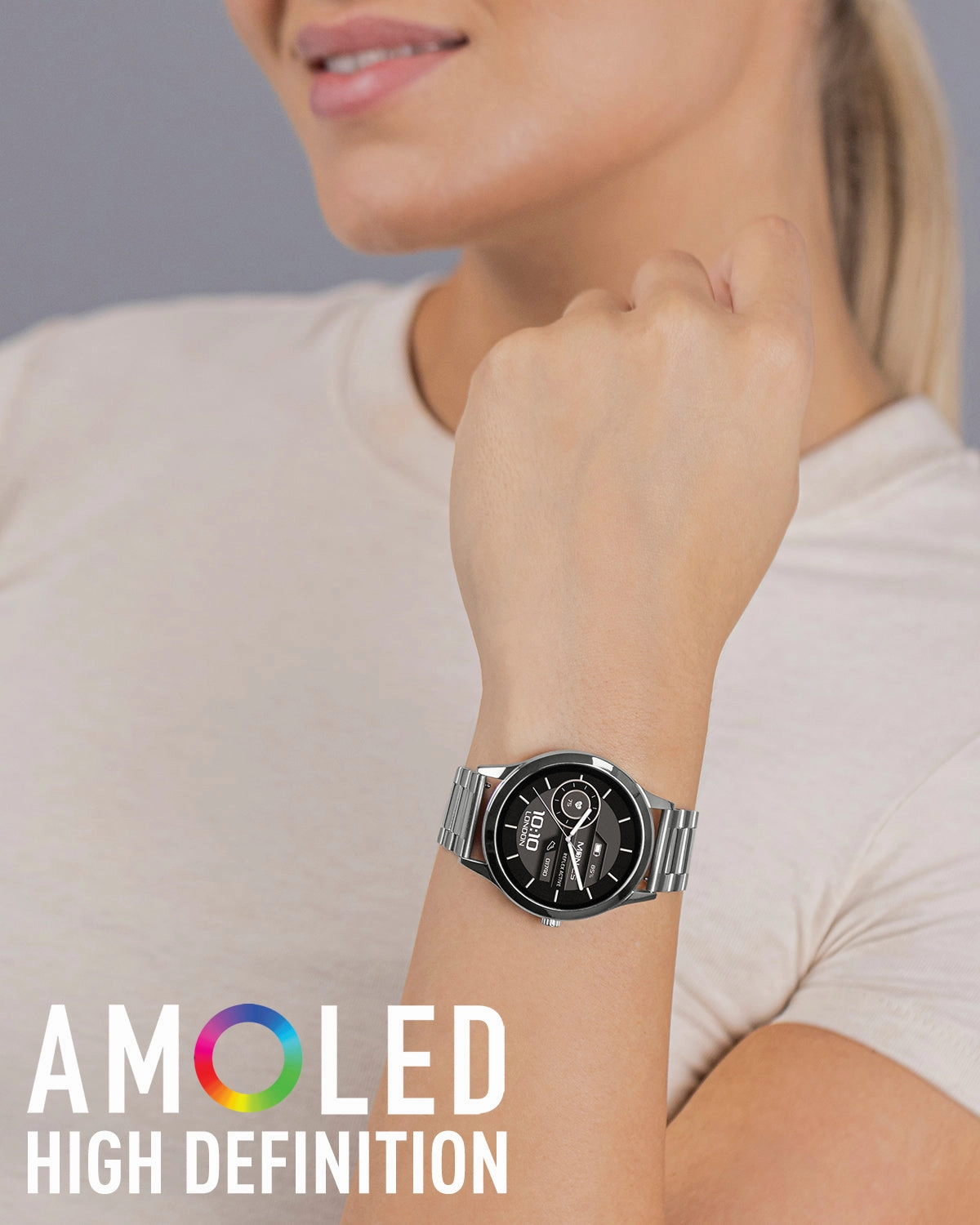 Reflex Active SERIES 31 AMOLED Silver Steel Bracelet Smart Watch RA31-4093