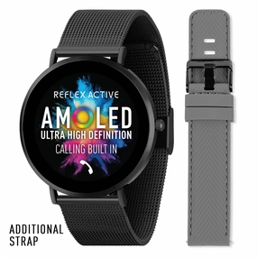 Reflex Active SERIES 42 AMOLED Ultra Slim Black Mesh   Grey Silicone Strap Smart Watch RA42-2208