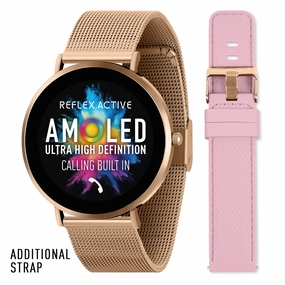 Reflex Active SERIES 42 AMOLED Ultra Slim RG Mesh   Pink Silicone Strap Smart Watch RA42-2210