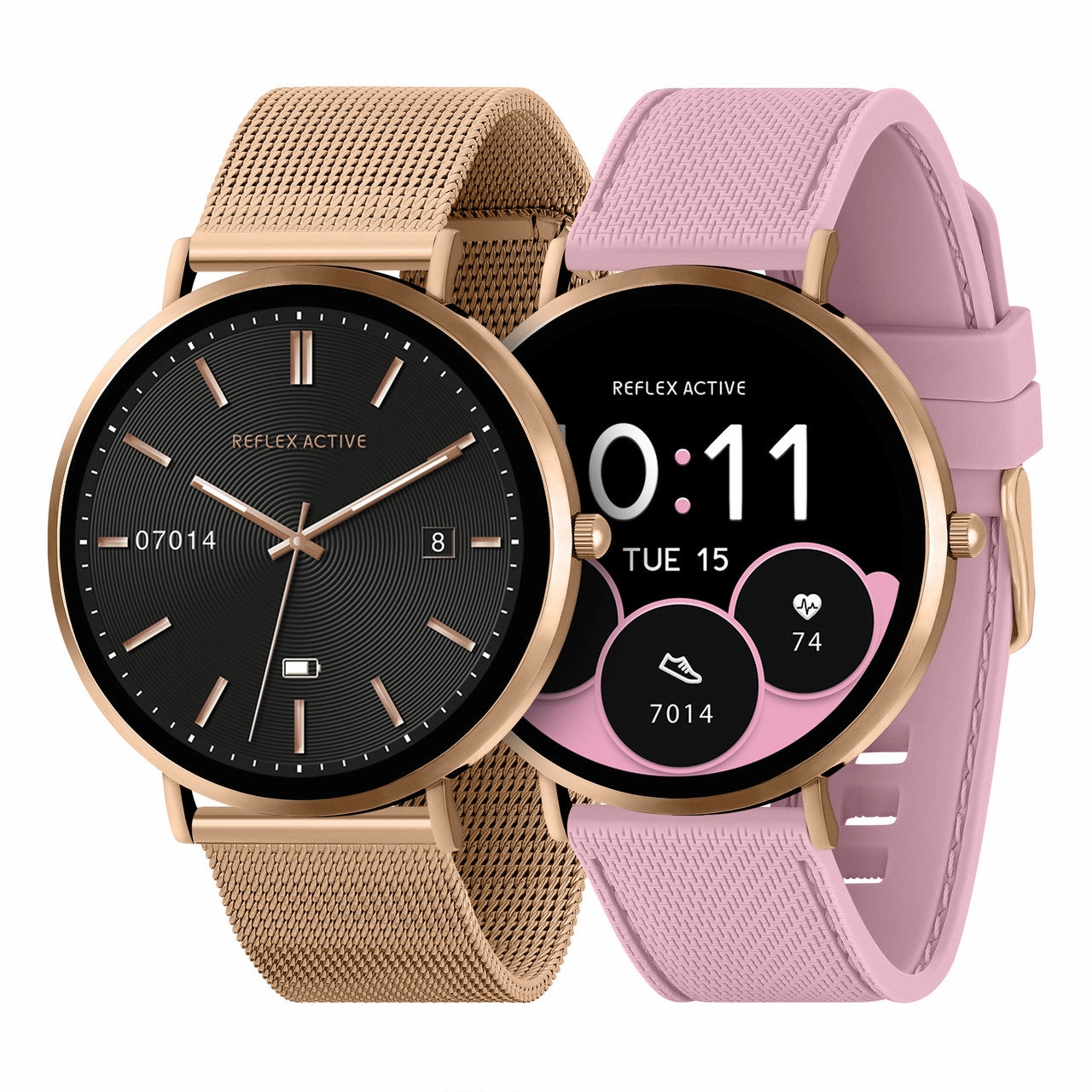 Reflex Active SERIES 42 AMOLED Ultra Slim RG Mesh   Pink Silicone Strap Smart Watch RA42-2210