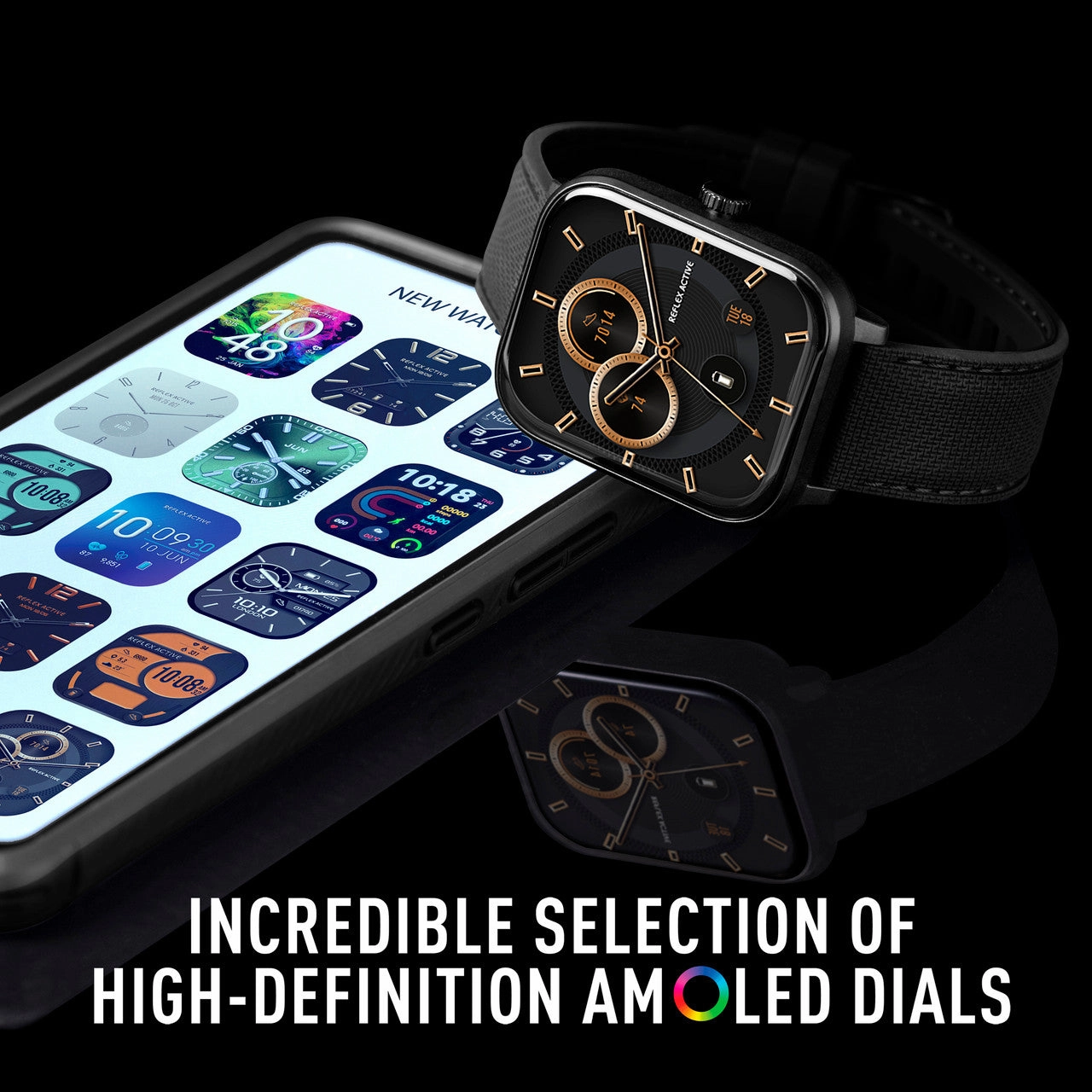 Reflex Active SERIES 44 AMOLED GPS Black Silicone Strap Smart Watch RA44-2216