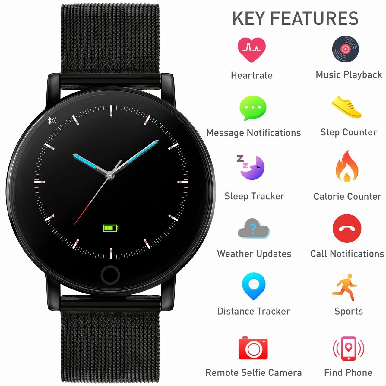 Reflex Active Series 5 Black Mesh Smart Watch