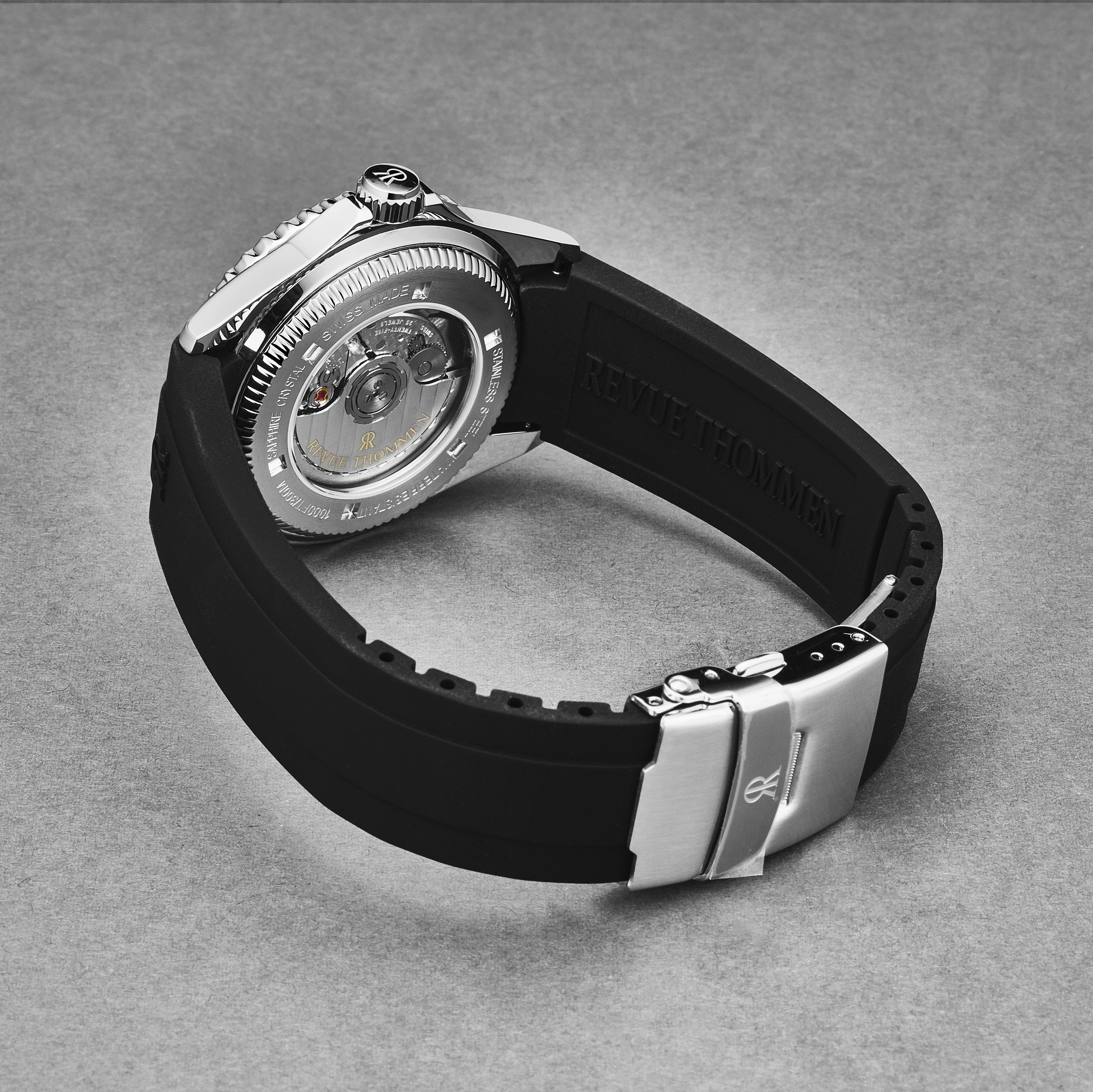 Revue Thommen Men's 'Diver' Black Dial Black and Brown Bezel GMT Automatic Watch 17572.2839