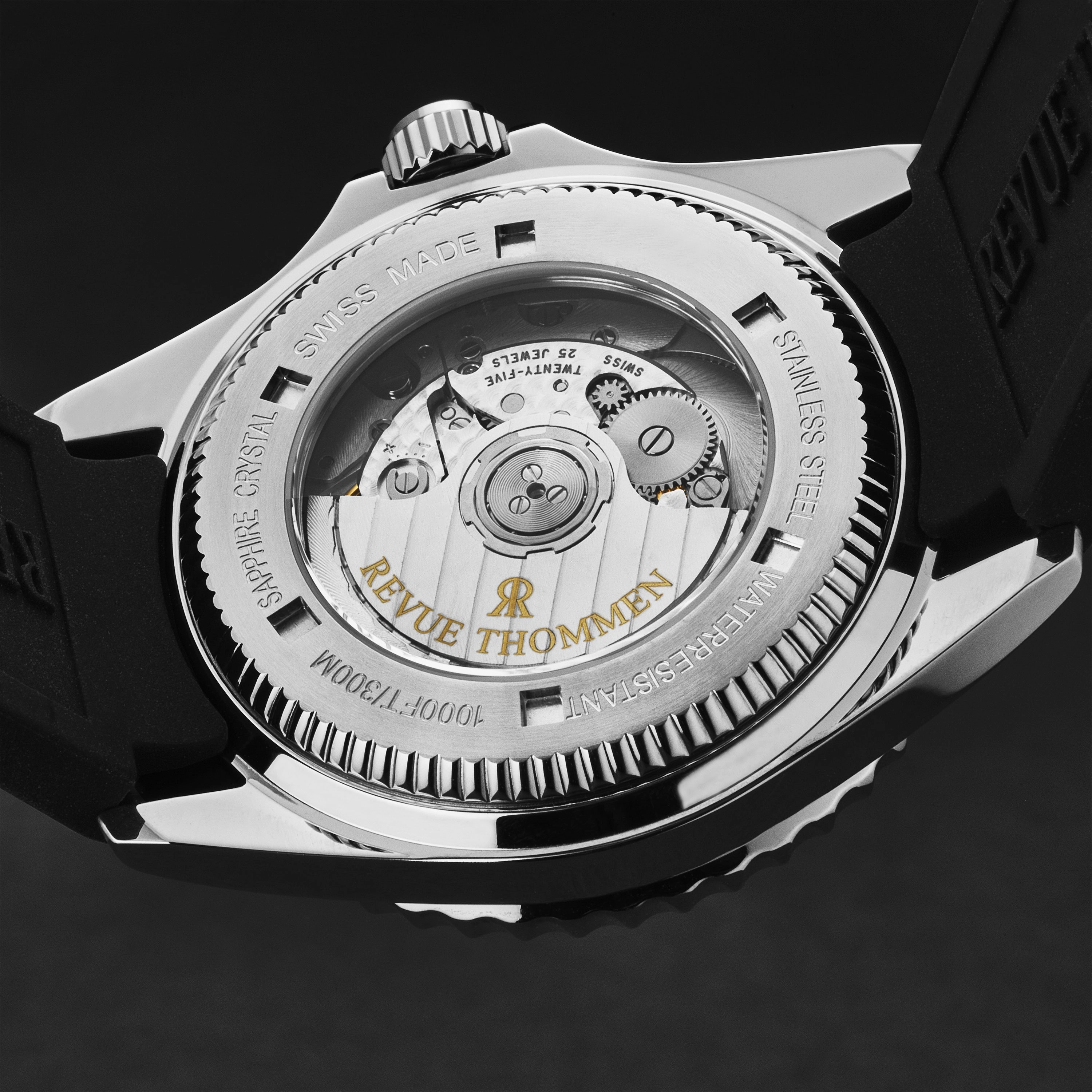Revue Thommen Men's 'Diver' Black Dial Black and Brown Bezel GMT Automatic Watch 17572.2839