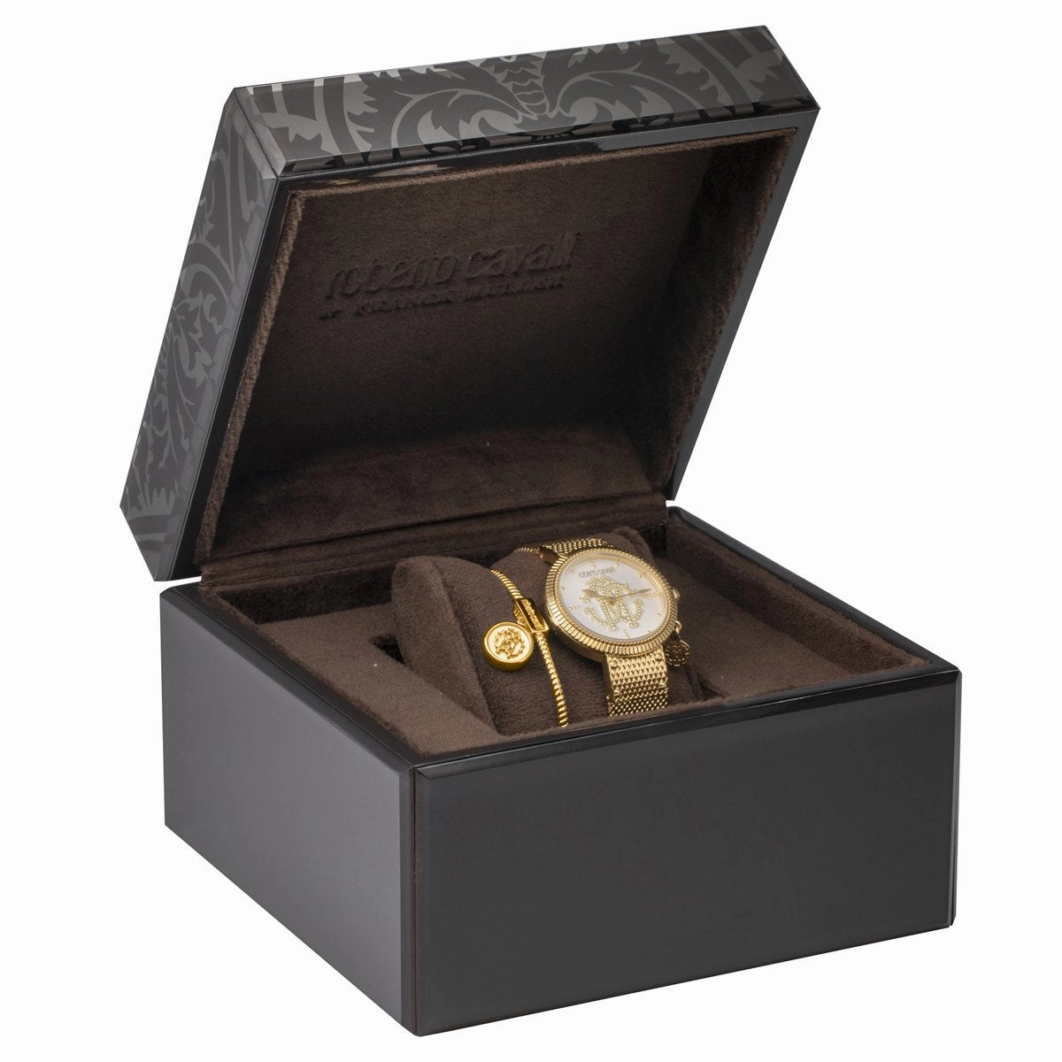 Roberto Cavalli DOTTED Womens Steel Gold Watch/Bracelet Set RV1L062M0086
